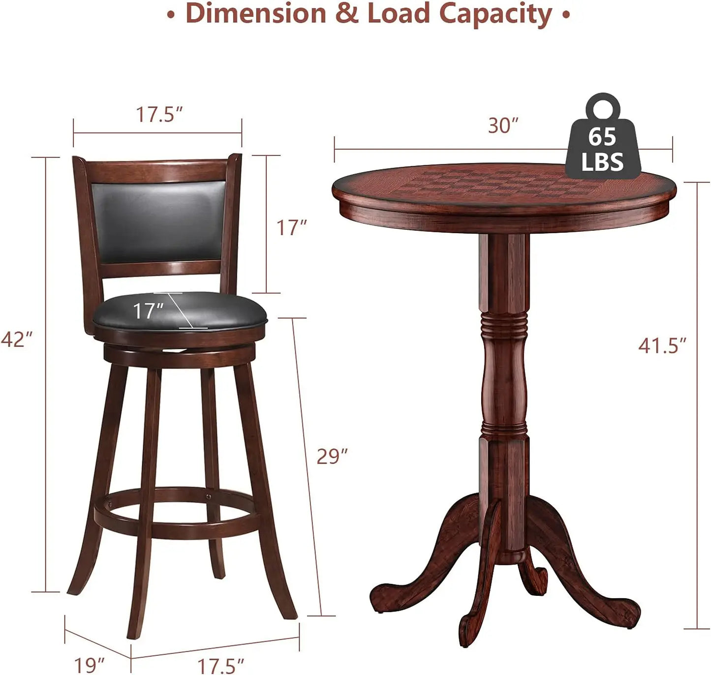 5 Pcs Pub Table Set,Wooden Pub Pedestal Side Table w/Stable Base,360 Degrees Swivel Bar Stool, Modern Round Bar Table and Stools