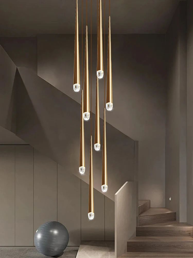 Light Sitting Room Villa Staircase Chandelier Chandelier Luxury Crystal High Ceiling Chandelier Pendants For Stair Case.
