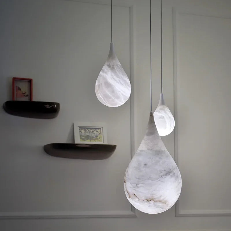 Luxury Home Deco LED Marble Series Designer Hanging Lamps Suspension Luminaire Lampen Pendant Light for Staircase Living Room