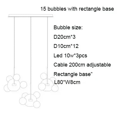 Modern Clear Glass LED Chandelier Lighting Living Room Chandelier for Dining Room Bubble Glass Pendant Lights