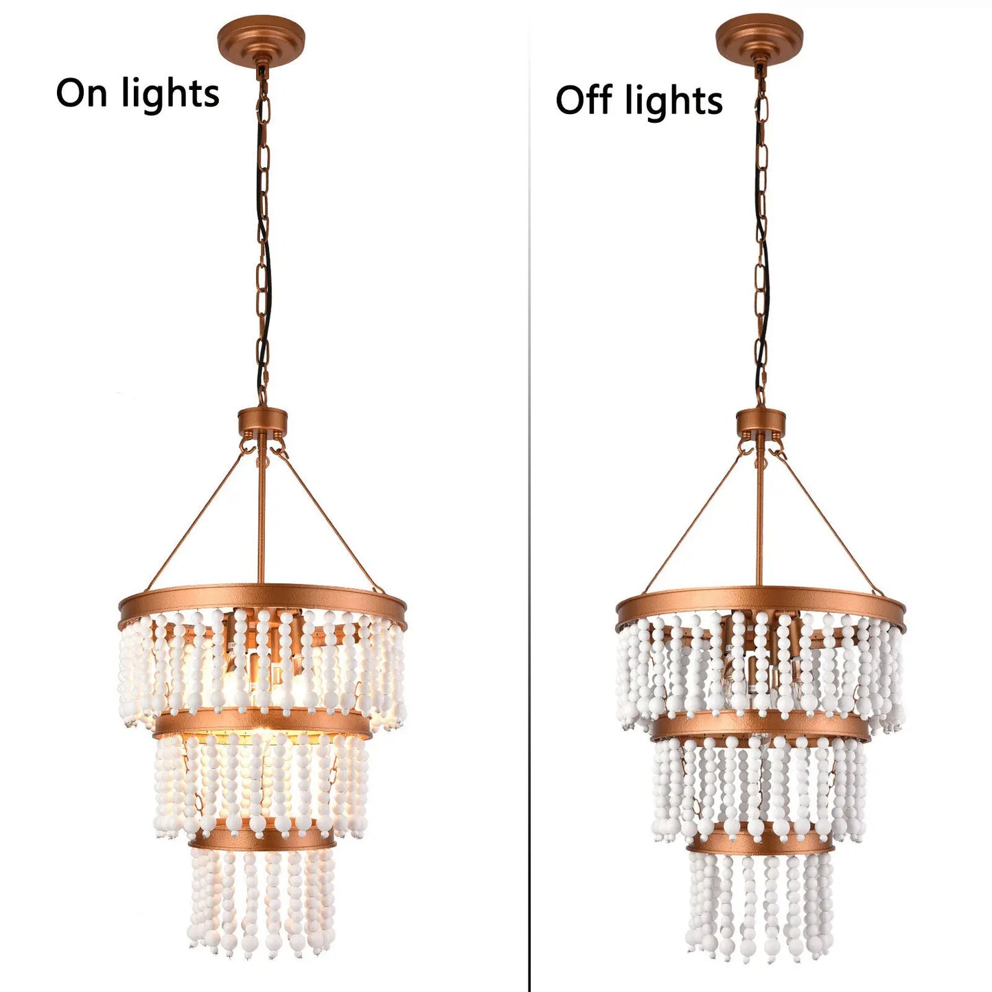 Wood Bead Chandelier Bohemia Style Kitchen Island Lighting for Entryway Bedroom Home Fixture