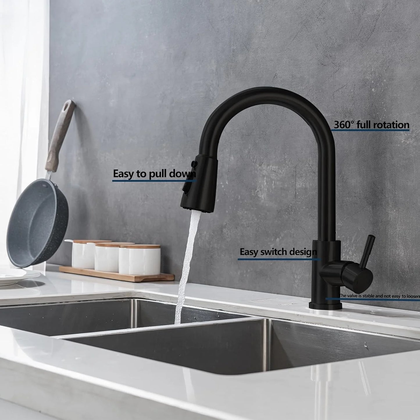 Kitchen Faucet with Pull Down Sprayer Brushed Nickel Single Handle Kitchen Sink Faucets with Pull Out Sprayer Stainless Steel