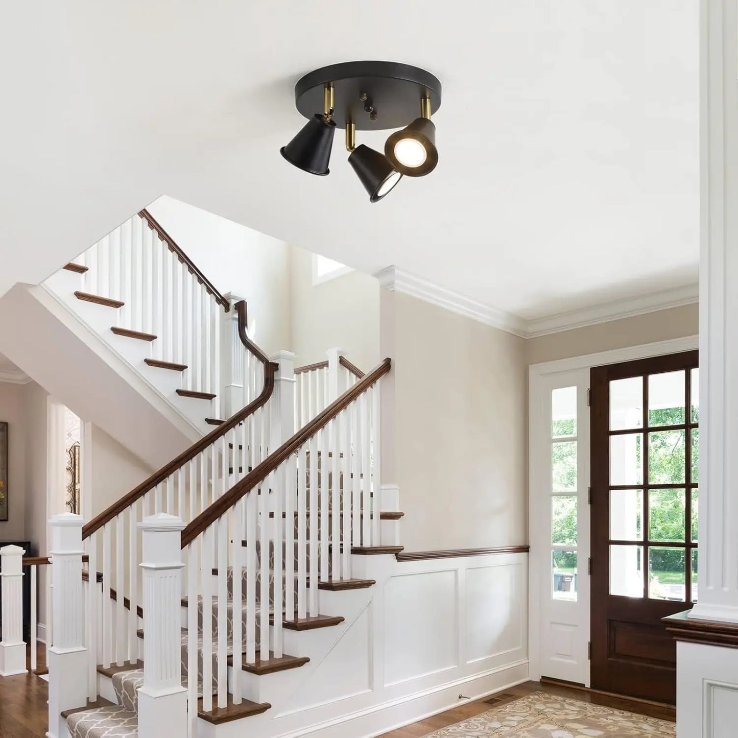 ndustrial 3-Light Adjustable Track Light - Black Flush Mount Ceiling Spotlight for Kitchen, Dining Room & Hallway w/ GU10 Bulbs