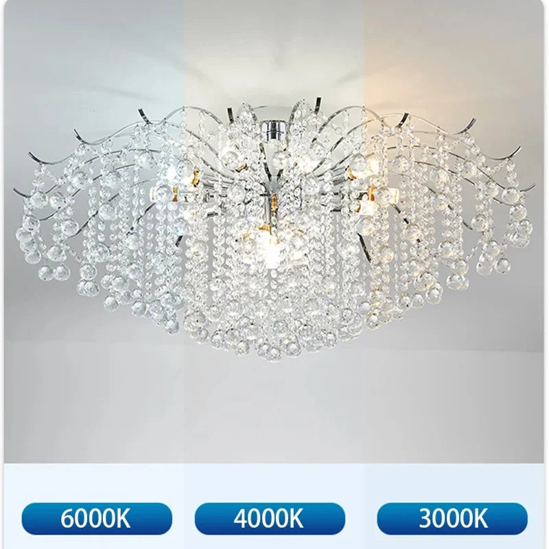 Modern Luxury Crystal Chandelier For Living Dining Room Bedroom Decoration Silver led ceiling lamp Indoor Lighting Fixtures