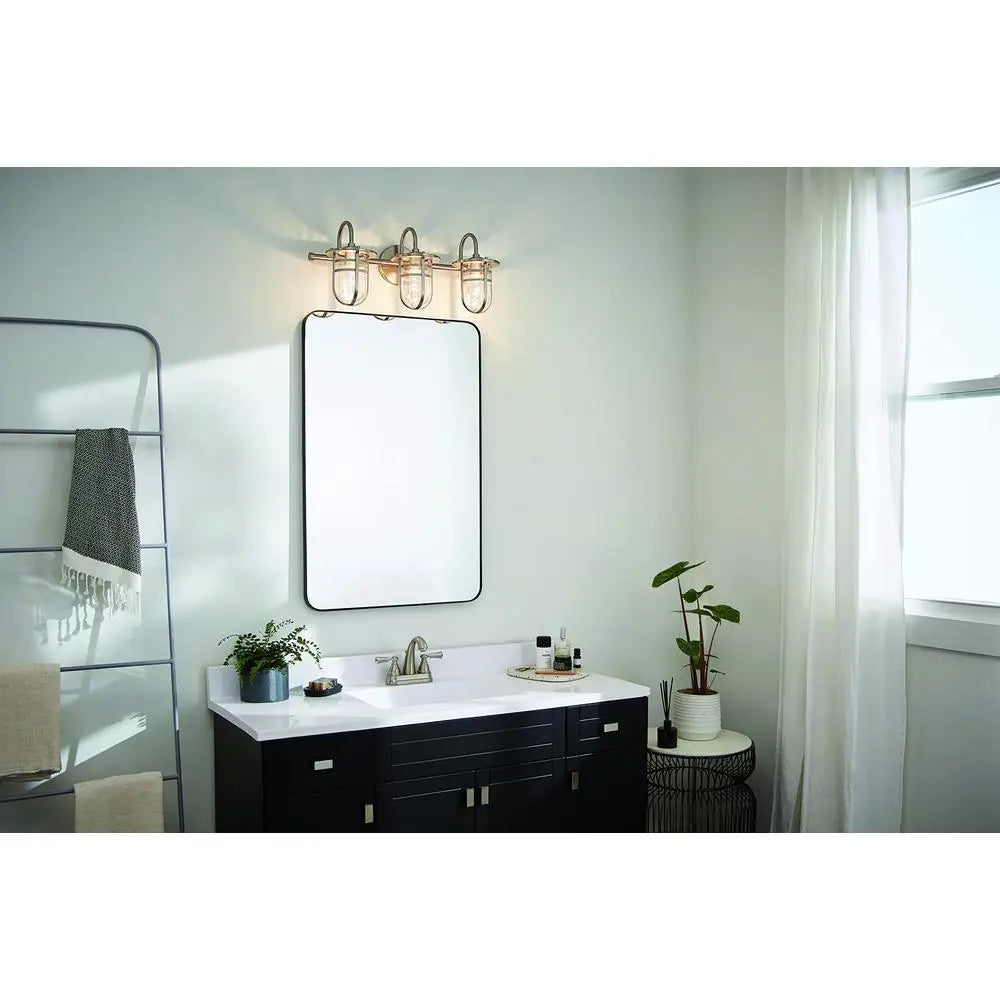 Swirl Glass Vanity Light Brushed Nickel 3-Light Pendant Fixture