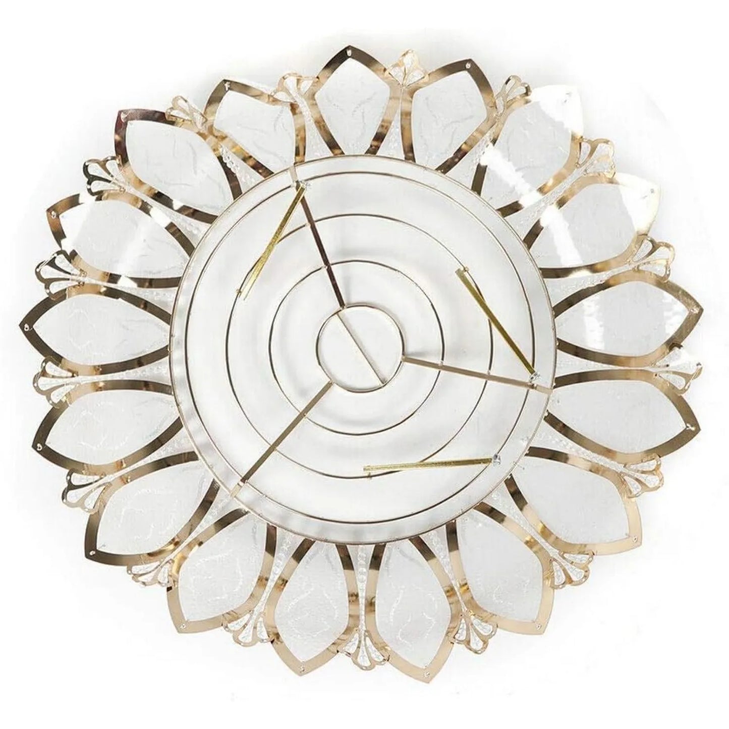 Luxury Crystal Chandelier 23.5" Gold Lotus Shape Flush Mount LED Ceiling Lamp Pendant Lighting Fixture for Living Room Bedroom
