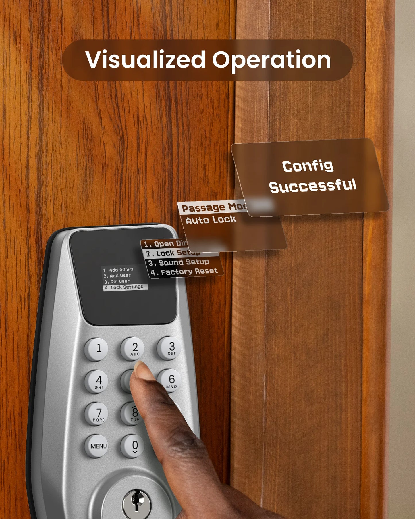 DESLOC Keyless Entry Door Lock with Display, Keypad Deadbolt, Auto Lock, 100 PIN Codes, Passage Mode, 1-Year Battery Life