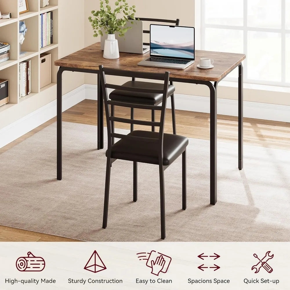 5-Piece Modern Dining Set: Square Table & 4 Chairs - Small Space Kitchen Solution