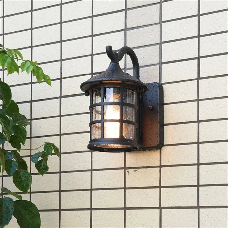 WPD Outdoor Wall Lamps Retro Bronze LED Light Sconces Classical Waterproof for Home Balcony Villa Decoration