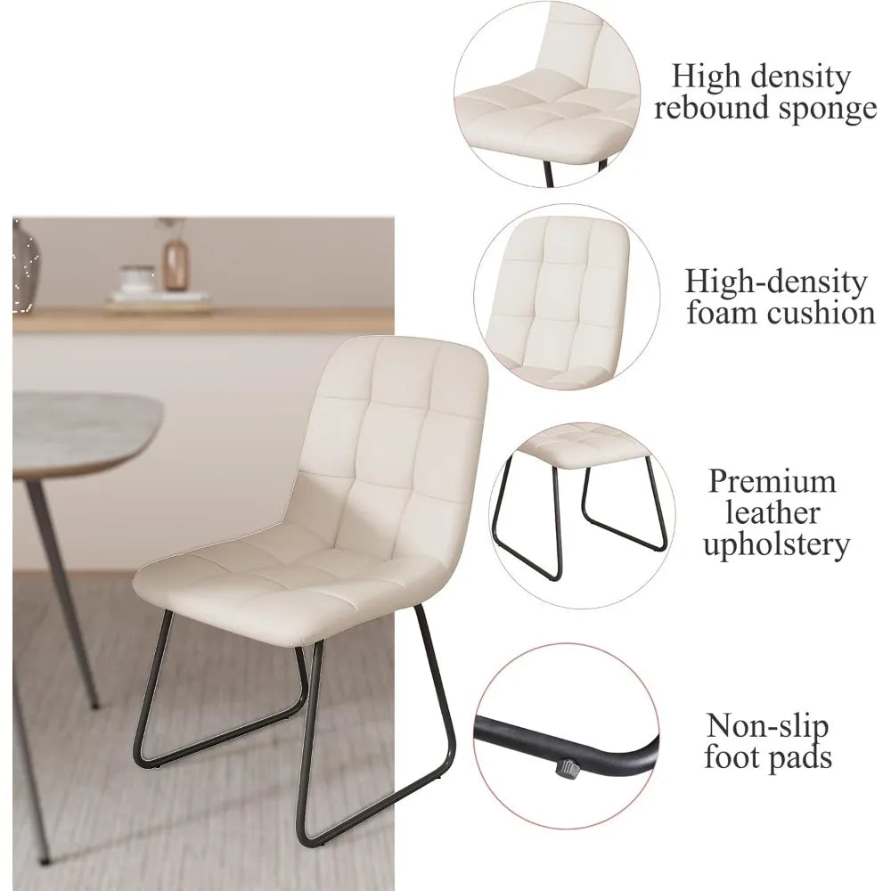 47.2'' Dining Table Set for 4,Modern Wood Dining Table,Leather Dining Chairs 4,Table and Chairs Set of 4,Ideal for Kitchen Dinin