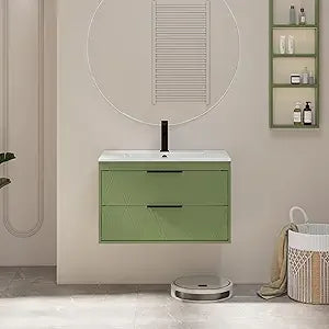 48" Bathroom Vanities Cabinet with Sink Combo, Wall Mounted Floating Cabinet W/Decor Line, Soft-Close System, 4 Extra Big Drawe