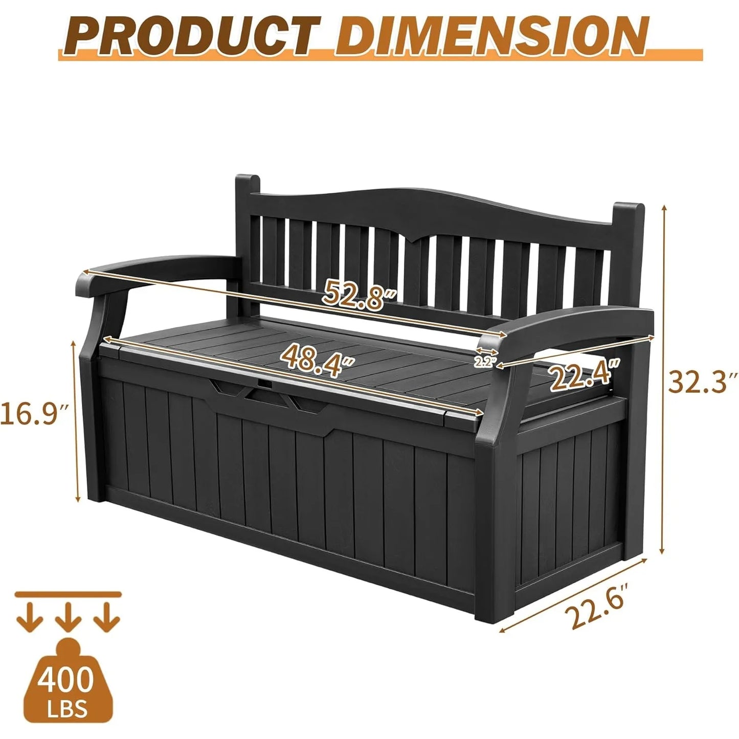 80 Gallon Storage Bench Deck Box Lockable for Patio Furniture, Garden Decor and Outdoor Seating for Cushions, Garden Tool