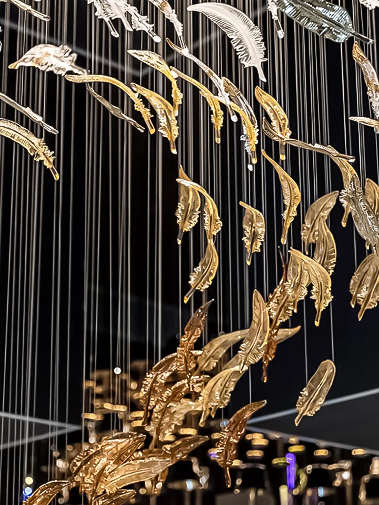 Modern Chandelier luxury villa Staircase LED Hanging Lights Hotel lobby Wedding Decoration Banquet Hall Customable Pendant Light