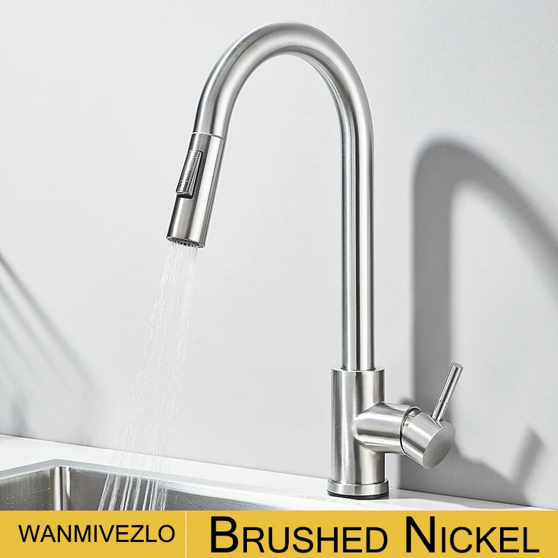Wanmivezlo Pull Out Kitchen Faucets 360° Rotation Kitchen Mixer Tap Single Lever Mixer Tap Kitchen Sink Cold Hot Water Tap