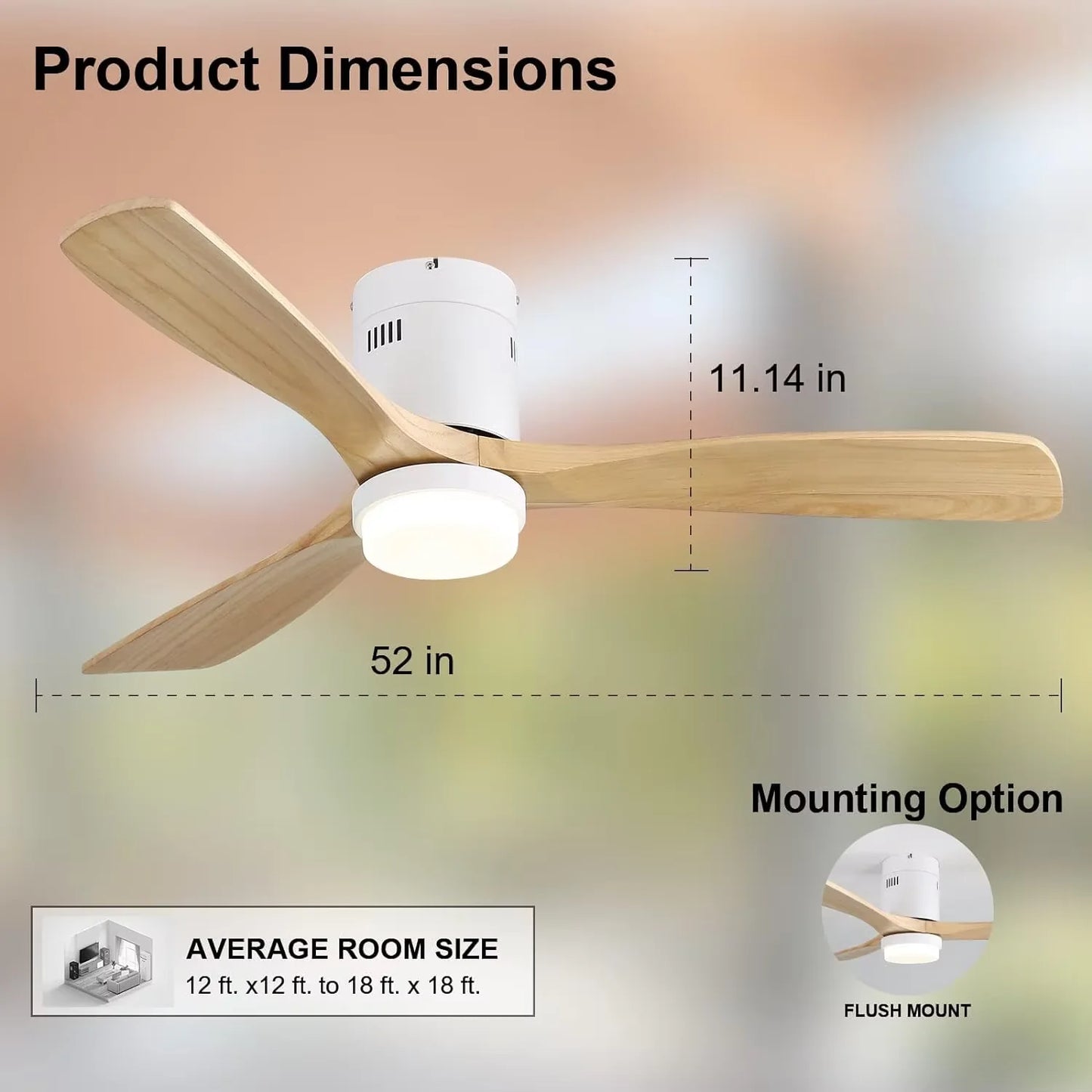 Sofucor Hot sale Modern 52-inch ceiling fan with LED DC 6-speed high wind speed with remote control