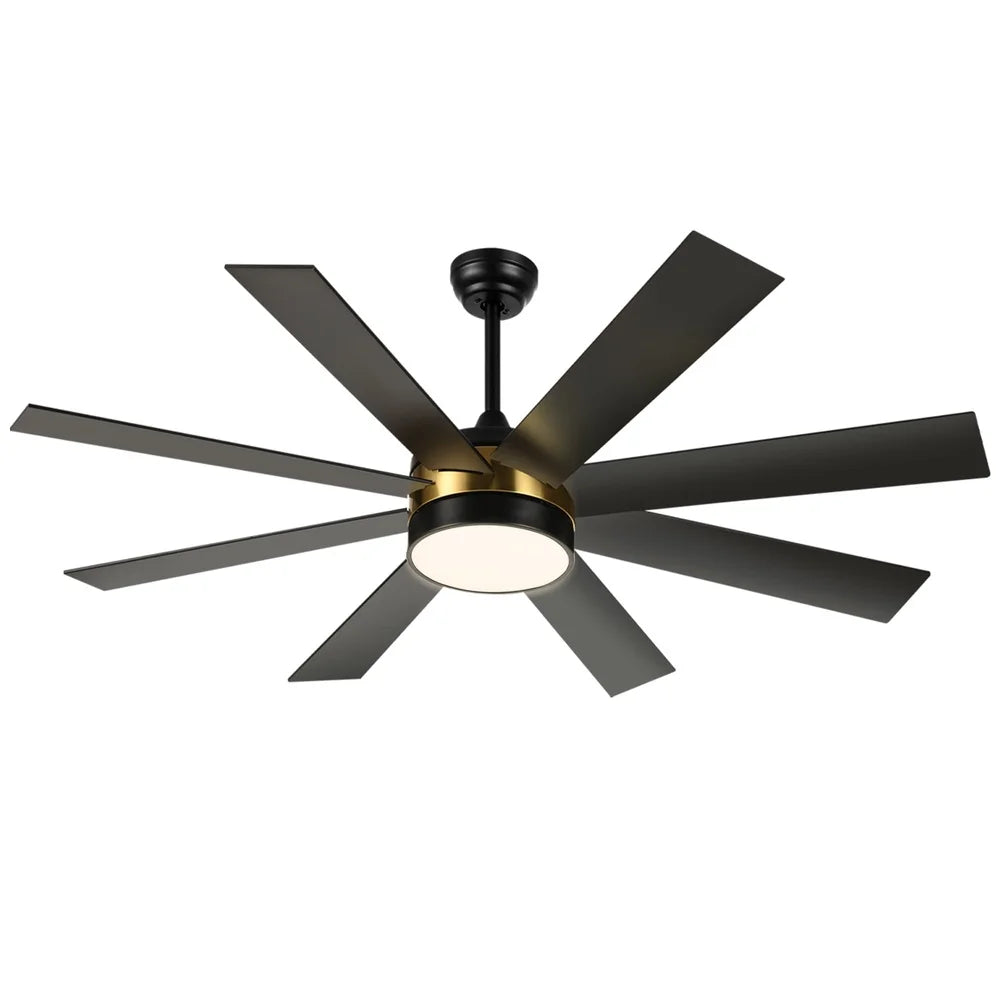 60 Inch Modern LED Ceiling Fan Remote Control Indoor Outdoor Whisper Quiet 6 Speed Lighting Options Memory Function Stylish