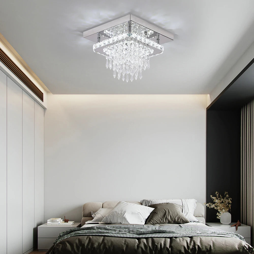 K9 LED Crystal Ceiling Light Living Bedroom Modern Led Stainless Steel Pendant Light Lustres Home Decoration Luxury Ceiling Lamp
