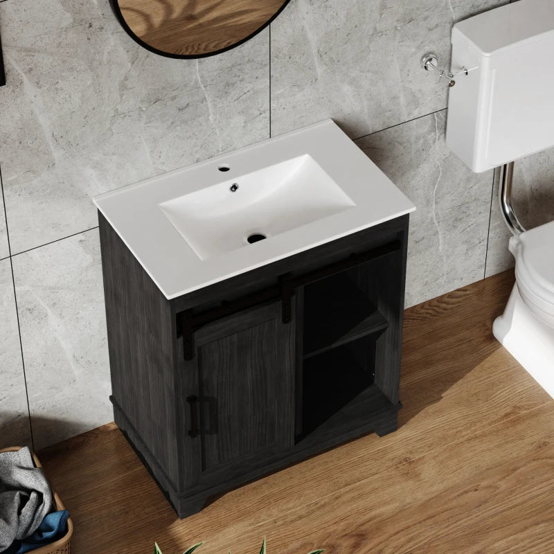 Goodyo 24 Ceramic Wash Sink Drop in for Bathroom Cabinets, White