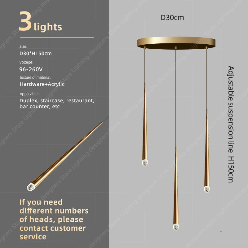 Light Sitting Room Villa Staircase Chandelier Chandelier Luxury Crystal High Ceiling Chandelier Pendants For Stair Case.