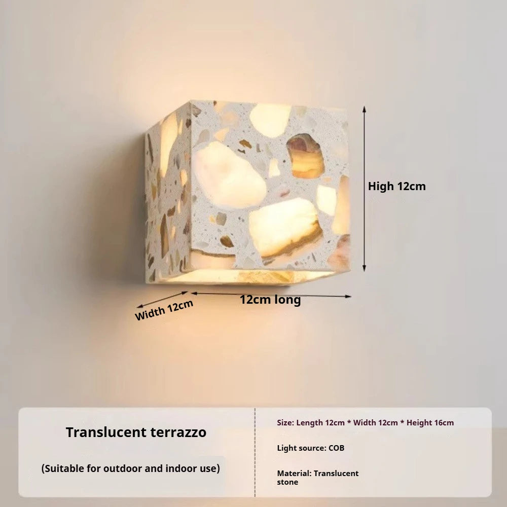 Wabi Sabi Guesthouse Courtyard Villa Outdoor Waterproof Yellow Cave Stone Wall Lights Dining Room Balcony Travertine Wall Lamps
