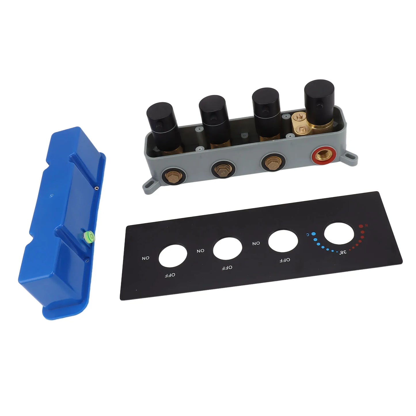 Shower Diverter Valve Thermostatic Mixer Brass 3 Way Valve Kit with 4 Round Knobs Diverter Valve 3 Way Shower Valve