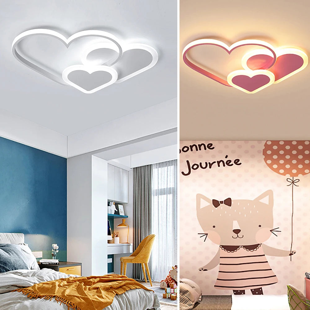 Bymaocar Modern Ceiling Light Heart Dimmable LED Chandelier Pendant Lamp Indoor Lighting for Kids Bedroom Cool White/ Warm White