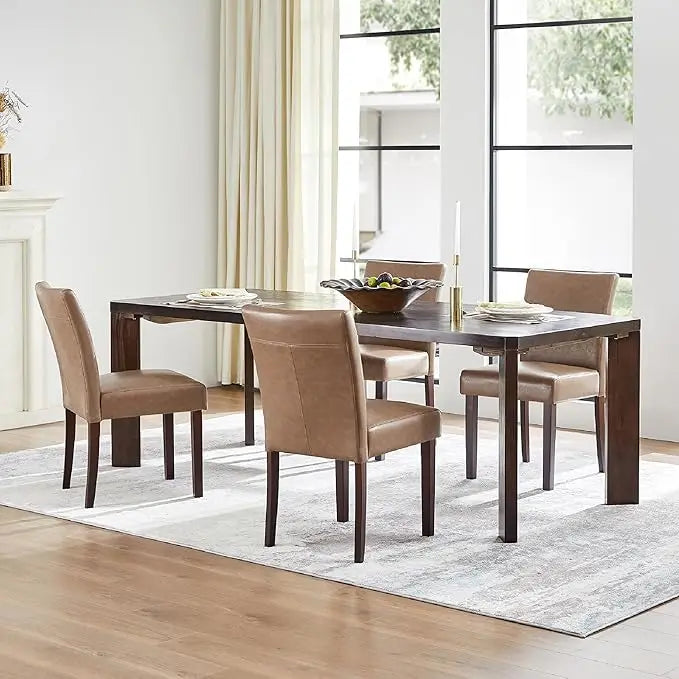 Restaurant Furniture, Faux Leather Armless Dining Room Chairs with Solid Wood Legs Back Side Chair for Kitchen Living Room