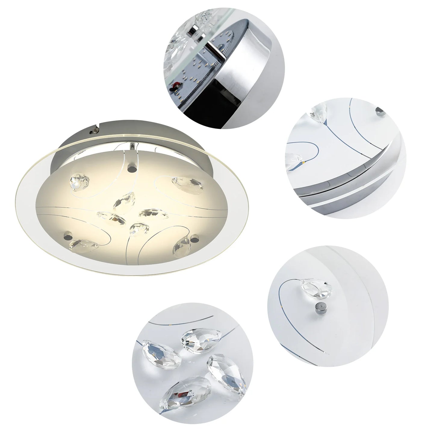 Round Flush Mount Lighting Bathroom Light Fixtures Ceiling Mount 11in Dimmable Ceiling Light for Bedroom Hallway 4000K