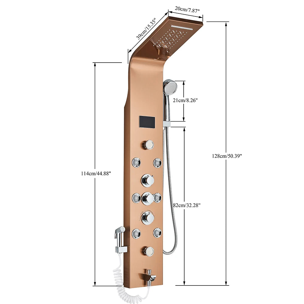 LED Shower Panel Six Functions Waterfall Shower Panel Bathroom Faucet Bathroom SPA Massage Jet Tub Mixer Massage Sprayer