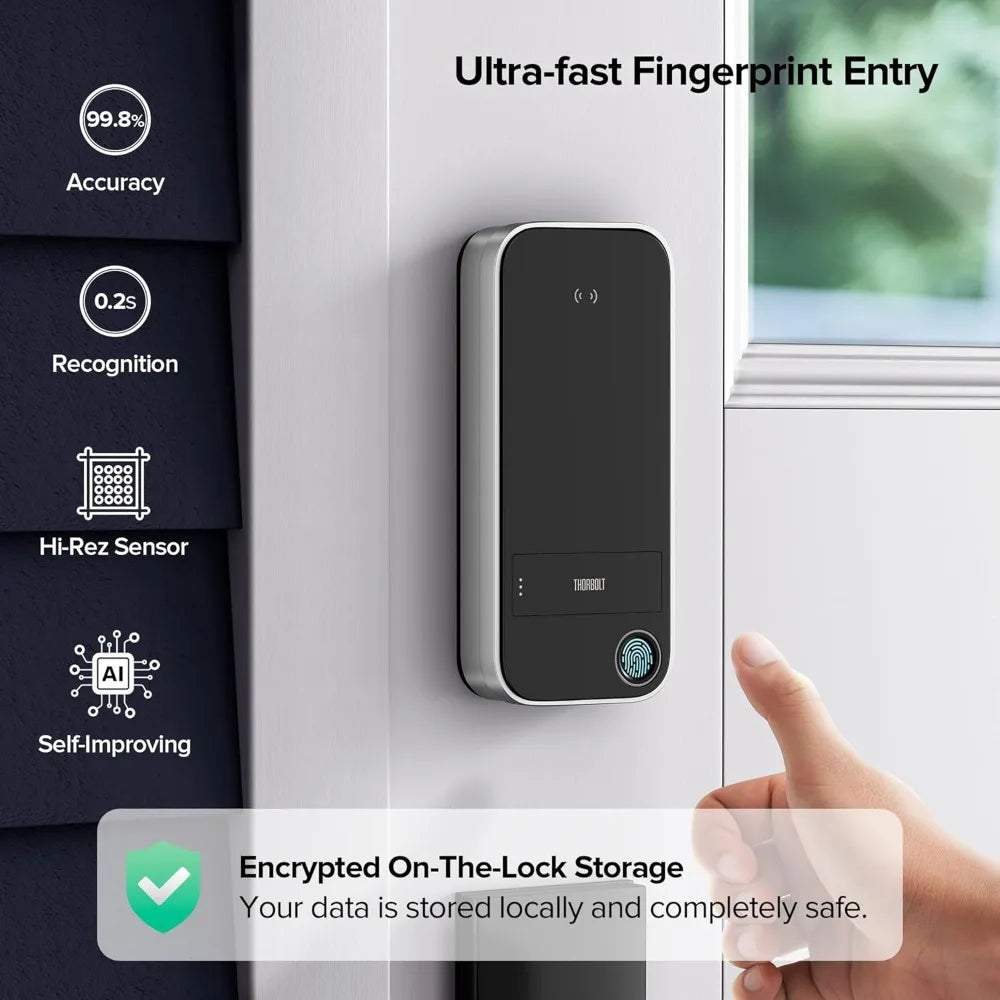 X1 Apple Home Key Tap to Unlock, Smart Keyless Entry Door Lock with Fingerprint, Touch Keypad Deadbolt Lock Works with HomeKit O