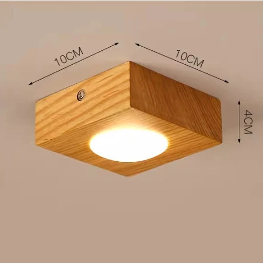 Nordic Creative Square Wooden Ceiling Lamps Simple Acrylic LED Handing Light for Bedroom Living Room Stair Aisle Lighting Decor