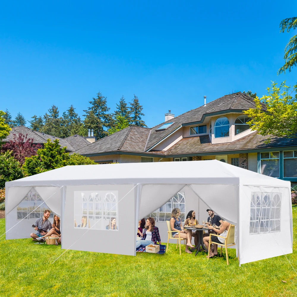 US Stock Wedding Gazebo10'x30' Outdoor Party Tent with 8 Removable Sidewalls, Waterproof Canopy Patio , White