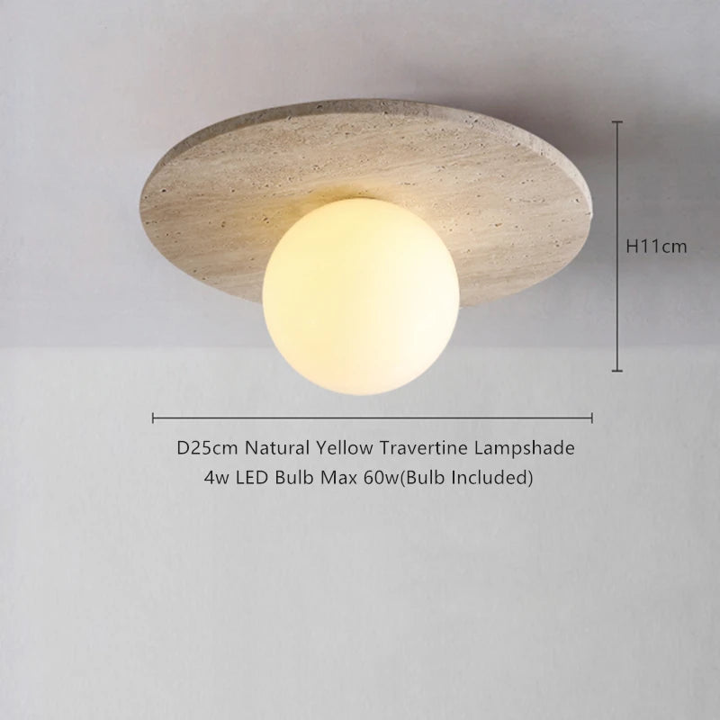IWHD Nordic Modern Ceiling Lamp Wood Yellow Travertine LED Ceiling Light For Home Decoration Aisle Stair Bar Lámparas Para Techo