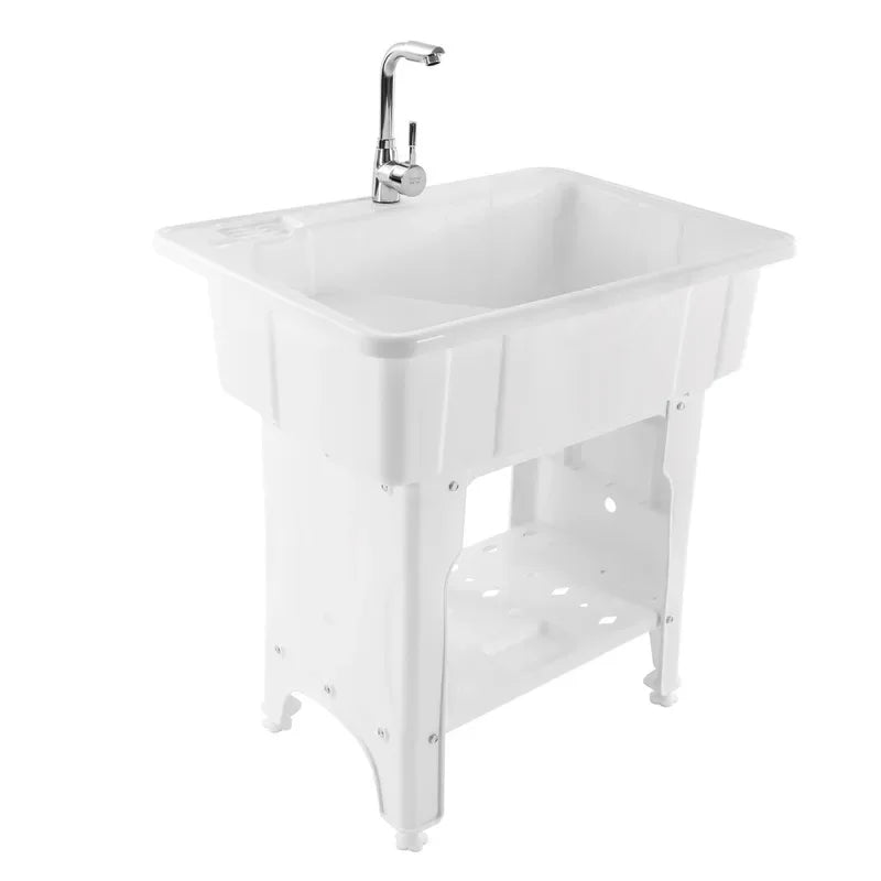Freestanding Laundry Tub Spacious Utility Wash Sink w/ Faucet & Storage for Laundry Room wash basin sink bathroom wash basin