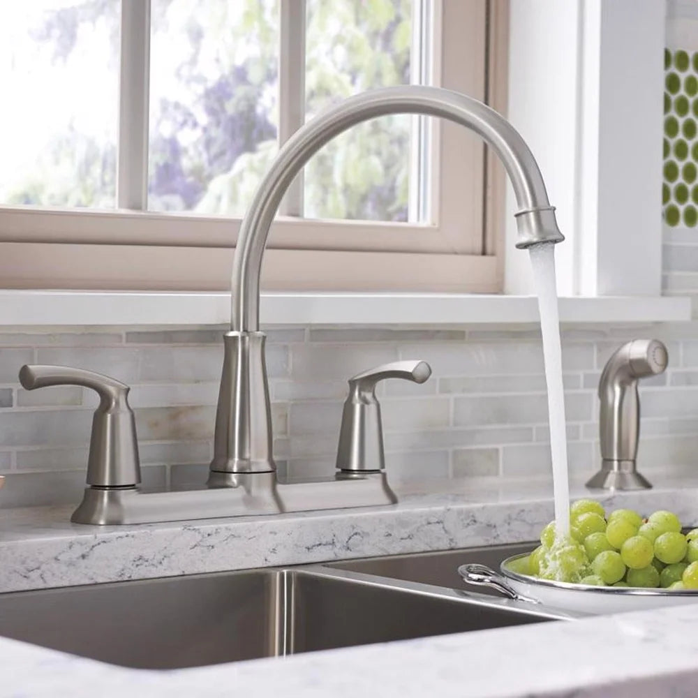 Bexley Two Handle Chrome Kitchen Faucet Side Sprayer Included