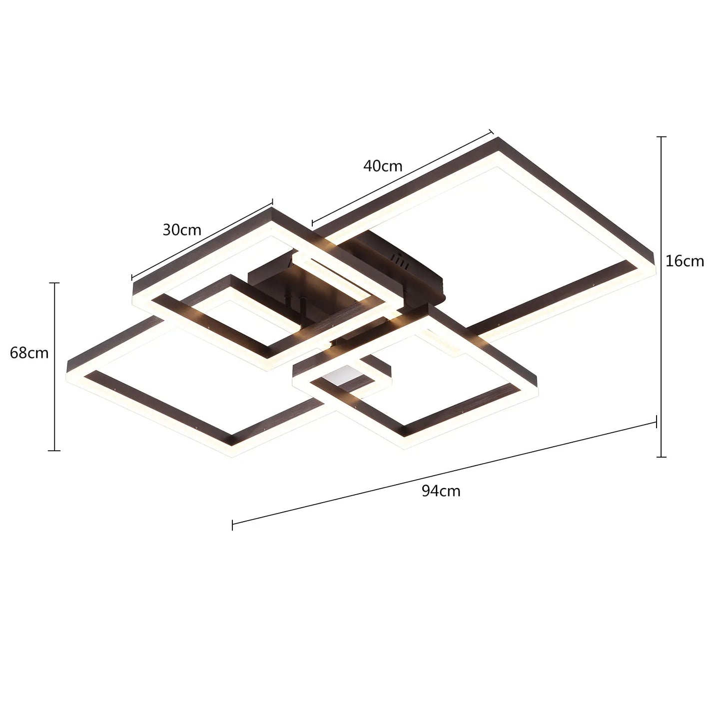 LOYALHEARTD Dimmable Ceiling Light 4 Squares Modern LED Ceiling Lamp with Remote Control Flush Mount Chandelier Pendant Lamp