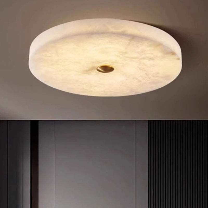 Modern Simple LED Natural Marble Ceiling Lamp Living Room Bedroom Corridor Circular Ultra-thin All-copper Wall Lamp Indoor Decor