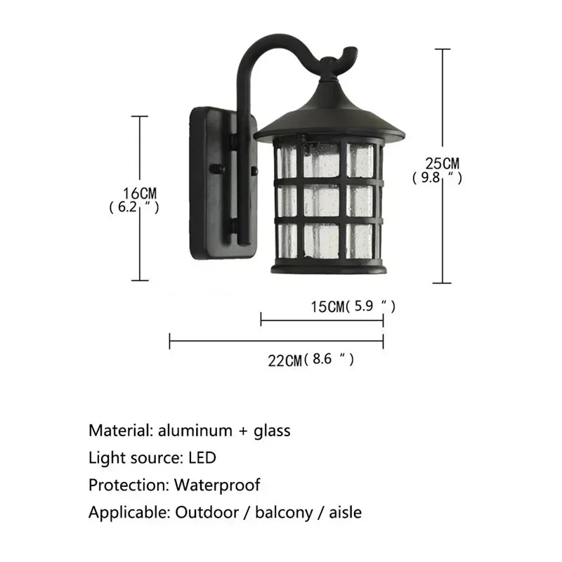 WPD Outdoor Wall Lamps Retro Bronze LED Light Sconces Classical Waterproof for Home Balcony Villa Decoration