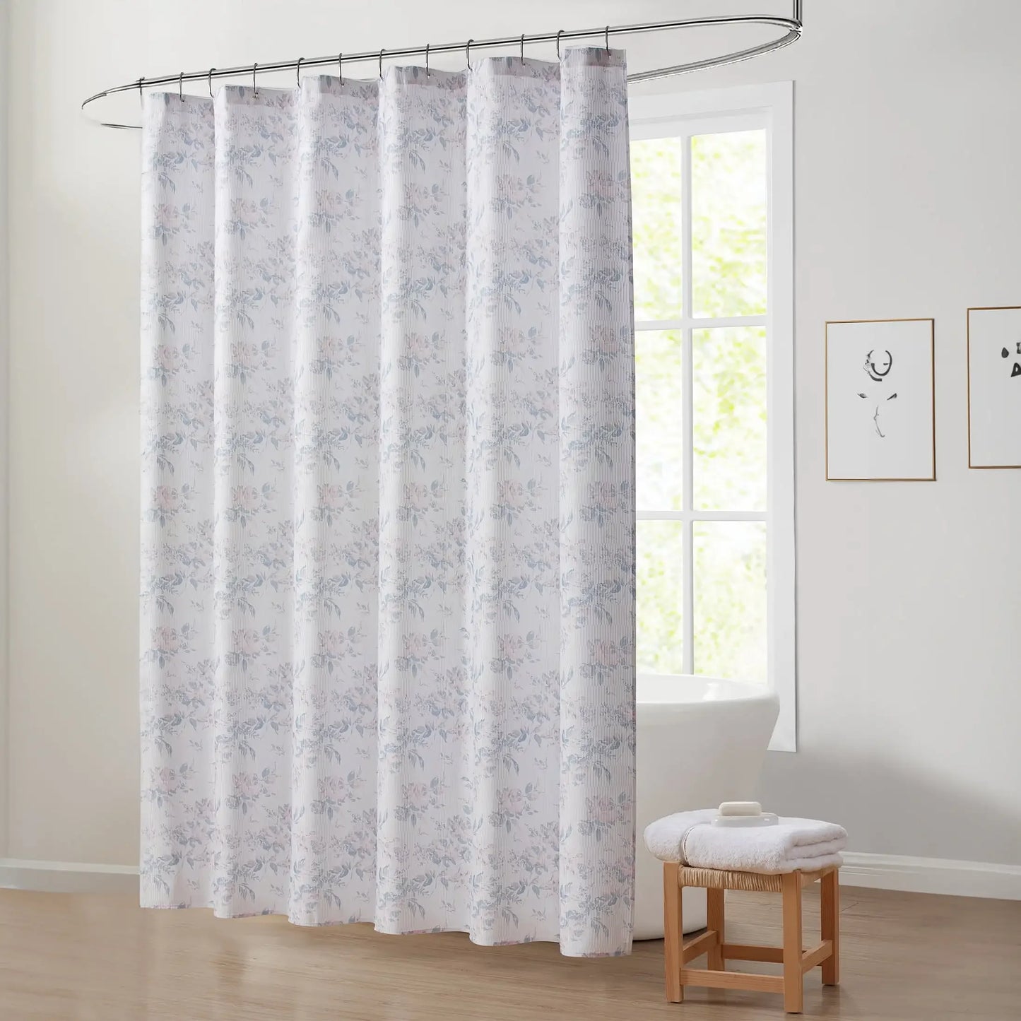 My Texas House Rebecca 14-Piece Bright White Floral Shower Curtain Bath Set
