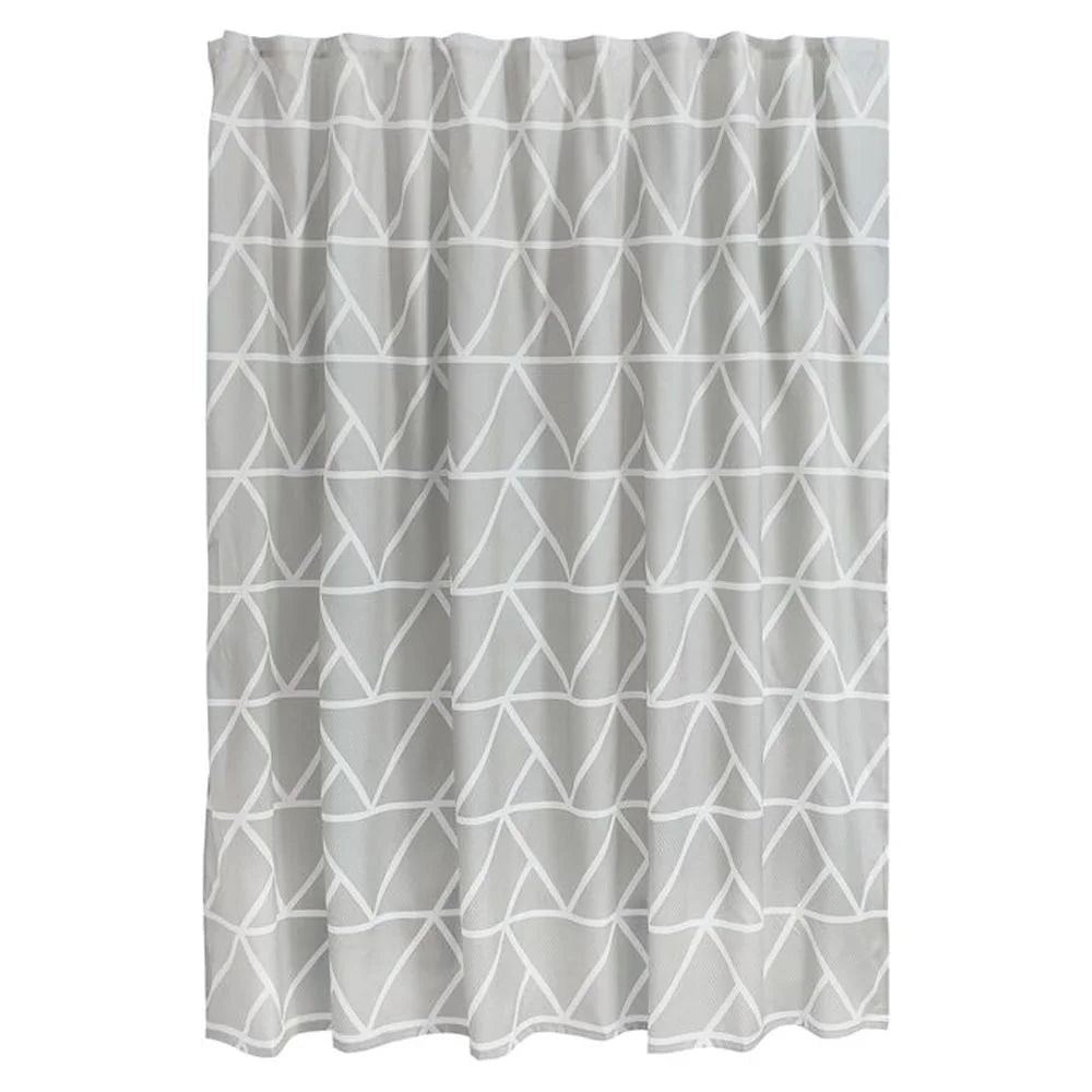 High Quality Fast Drying Polyester Shower Curtain 70x72 Geometric Pattern Reinforced Button Holes Machine Washable Easy Care
