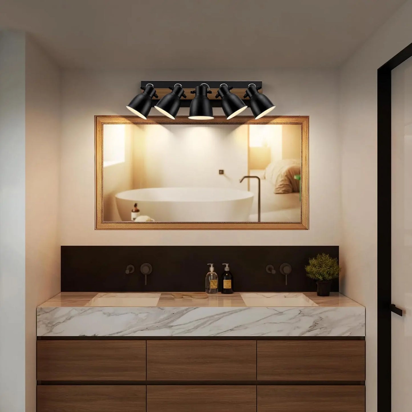 Farmhouse 5-Light Black Track Lighting - Adjustable Wall or Ceiling Fixture for Kitchen and Dining Room