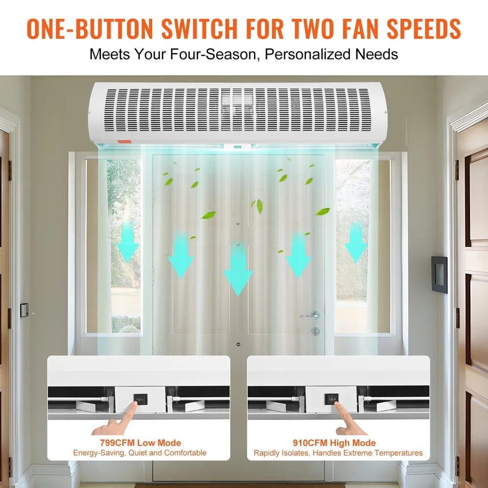 48 Inch Industrial Air Curtain Blower Dual Speed 1650CFM Indoor Door Fan Easy Install Robust Motor Quiet Operation Versatile Use