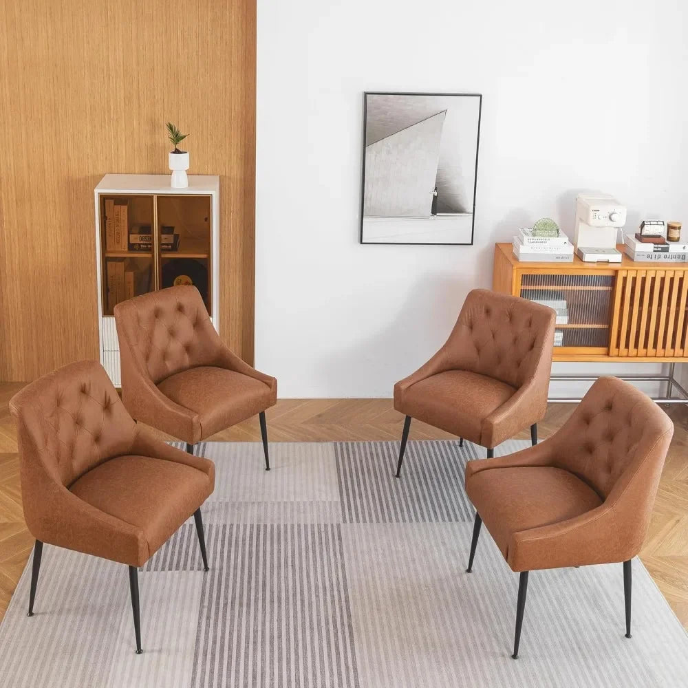 Modern dining chair set, kitchen dining chair, cushion and metal legs, soft cushion, kitchen, living room dining chair set