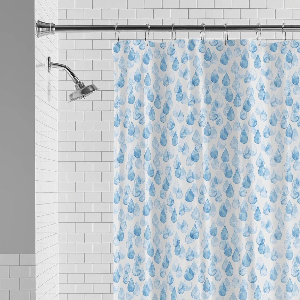 Eco-friendly Waterproof Shower Curtain Set 13 Pieces Recycled PEVA with 12 Roller Hooks Odor-free Chloride-free Easy Clean