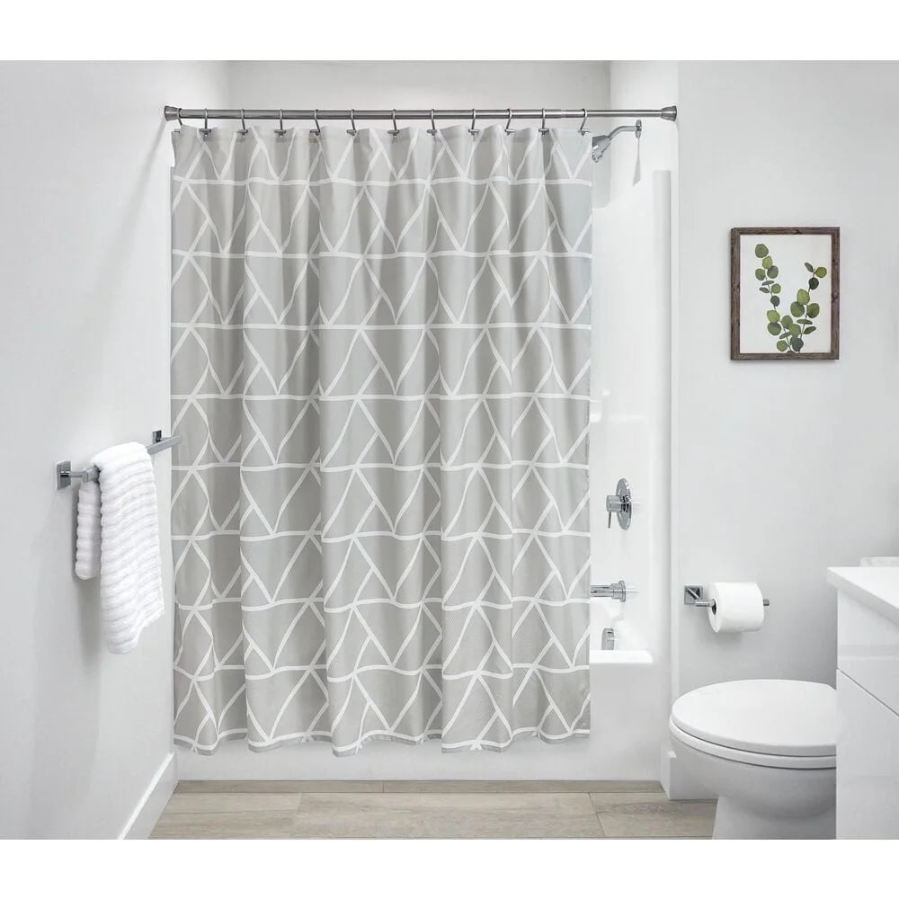 High Quality Fast Drying Polyester Shower Curtain 70x72 Geometric Pattern Reinforced Button Holes Machine Washable Easy Care
