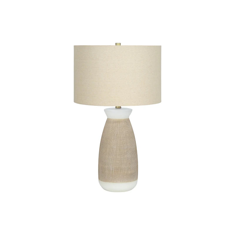 Adds Ambiance space Assembled Base Cream Lamp Lighting Room Shade Table Lighting, 27h, Table Lamp, Cream Ceramic, Beige Shade, C