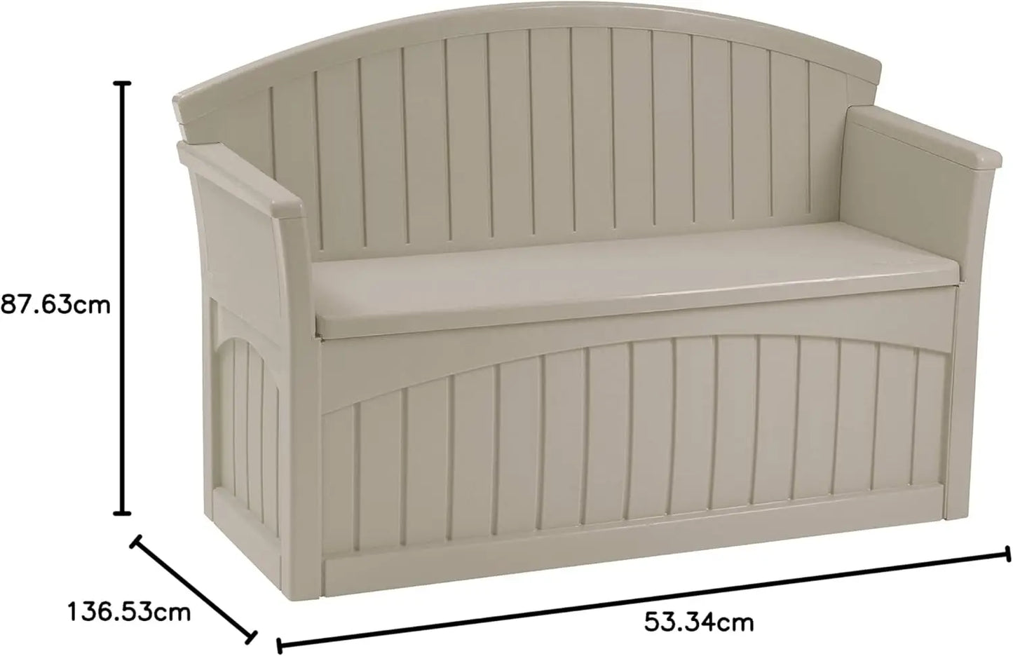 50 Gallon Patio Bench with Storage - Decorative Resin Outdoor Patio Bench for Deck, Patio,Cushions, Tools - Taupe