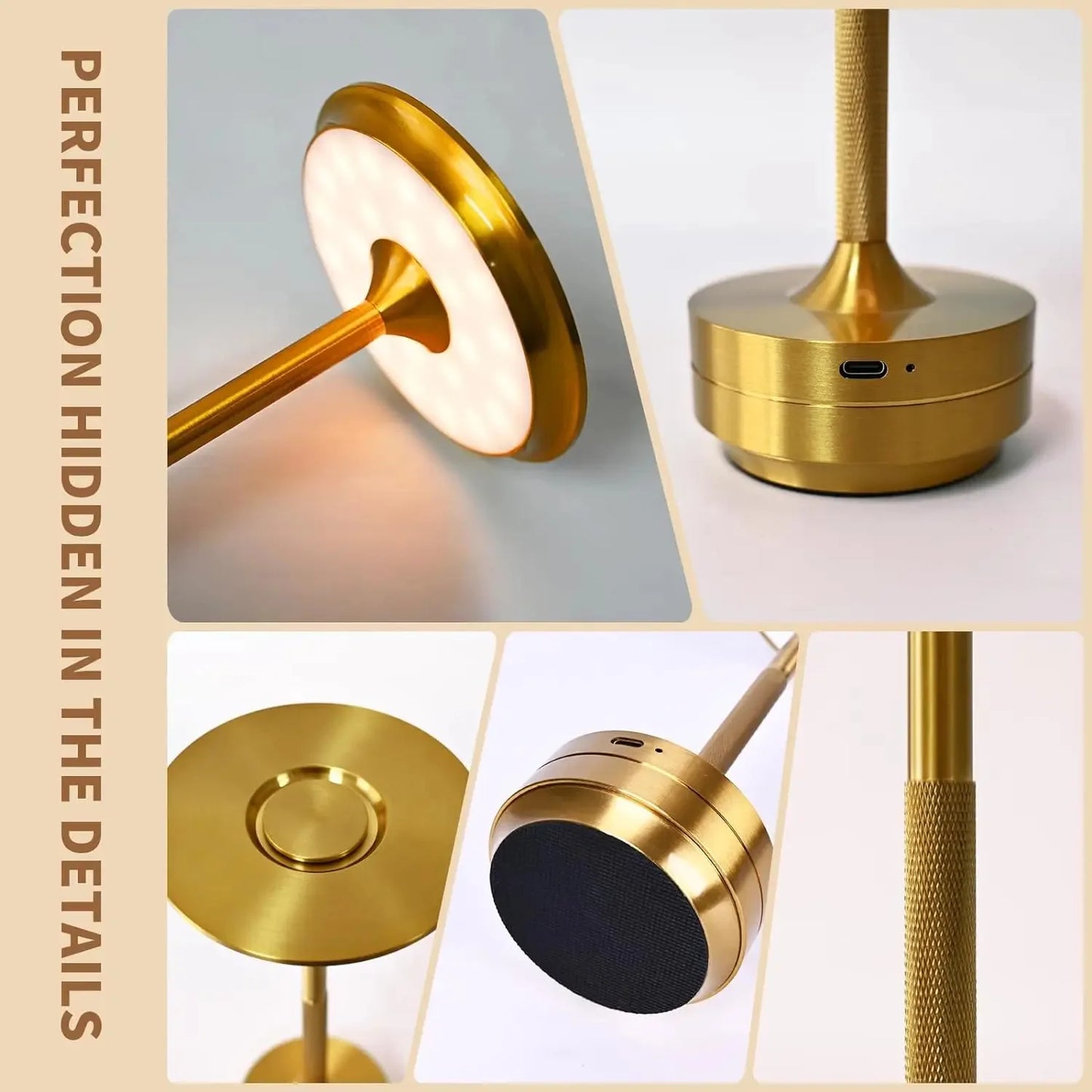 2PCS Rechargeable Wireless Table Lamp for Bedroom, Rechargeable, Touch Lamp, Camping Candle, Creative, USB-C, Desk Lamp