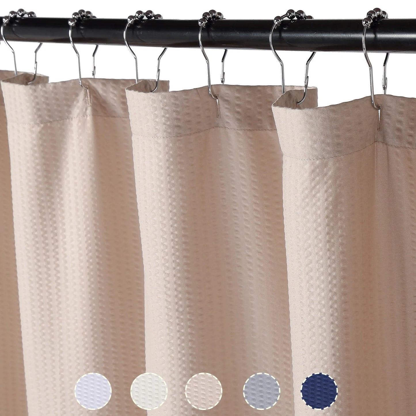Shower Curtain Soft Microfiber Fabric Shower Curtain or Liner for Bathroom, Bathtub Embossed Pattern Water Repellent 72x72Inches
