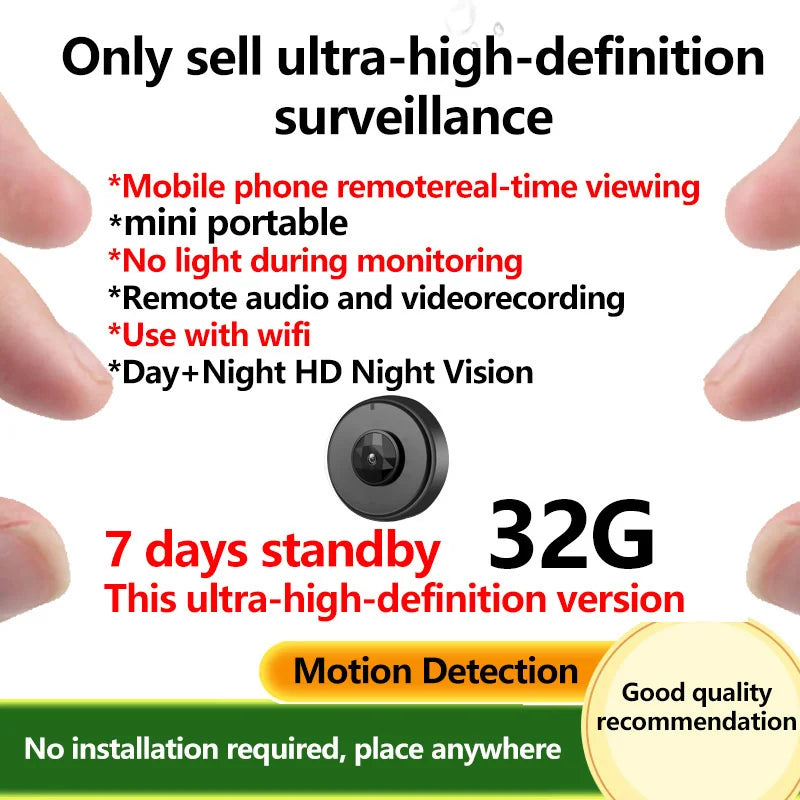 Q Brand Ultra-High Definition Small Camera Wireless Monitor Home Wifi Remote Mobile Phone 360-Degree Panoramic Mini Photography Indoor Home Connected Plug-In-Free Cat Eye Non-Micro Non-Invisible Non-Hidden